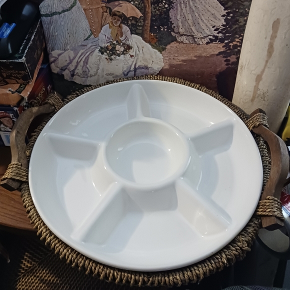 🥙Pier 1 RARE Vtg.6 Part Design Ceramic & Sea Grass Wicker Set.🥪🌮🥝 - Picture 14 of 16